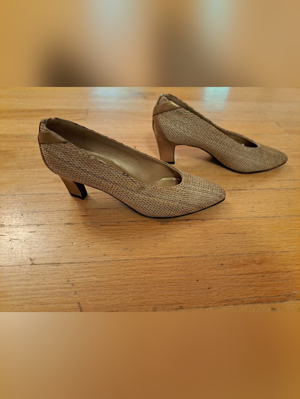 Stuart Weitzman Classic Beige Woven Pump - Women's Dress Heels